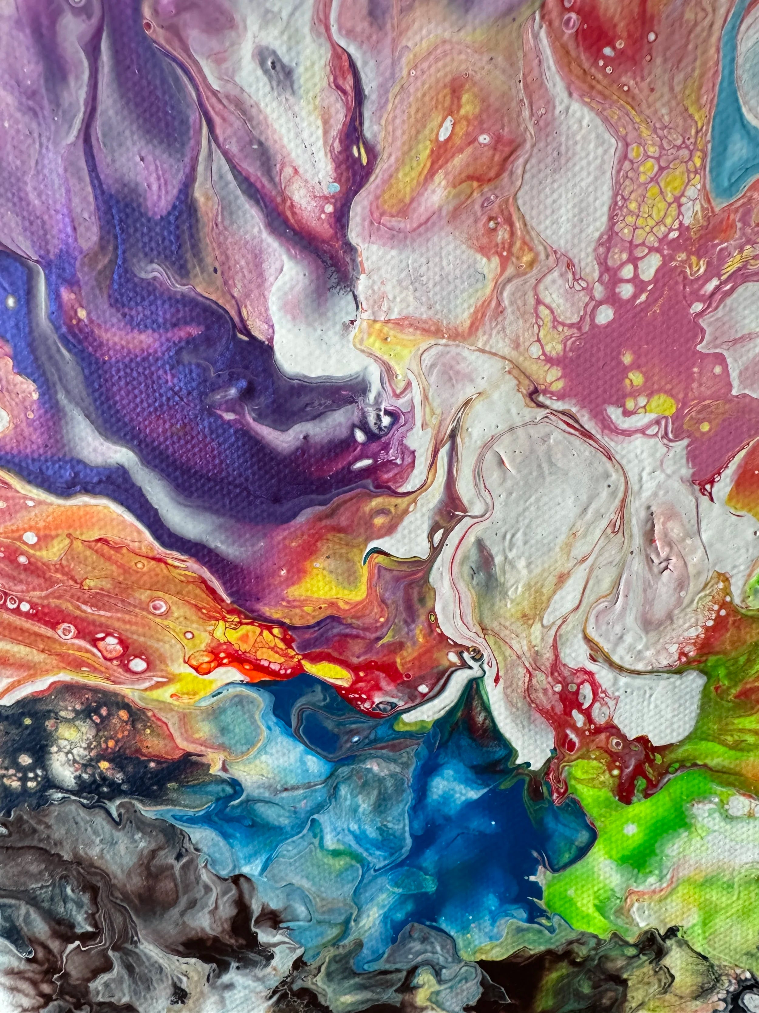 Abstract Rainbow Painting "Awesome Like You #10" - 8"x8"