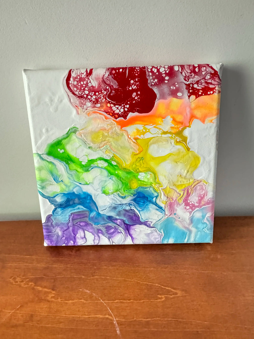 Abstract Rainbow Painting "Awesome Like You #9" - 8"x8"