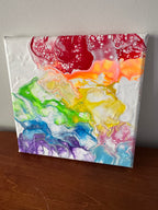 Abstract Rainbow Painting "Awesome Like You #9" - 8"x8"