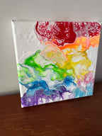 Abstract Rainbow Painting "Awesome Like You #9" - 8"x8"