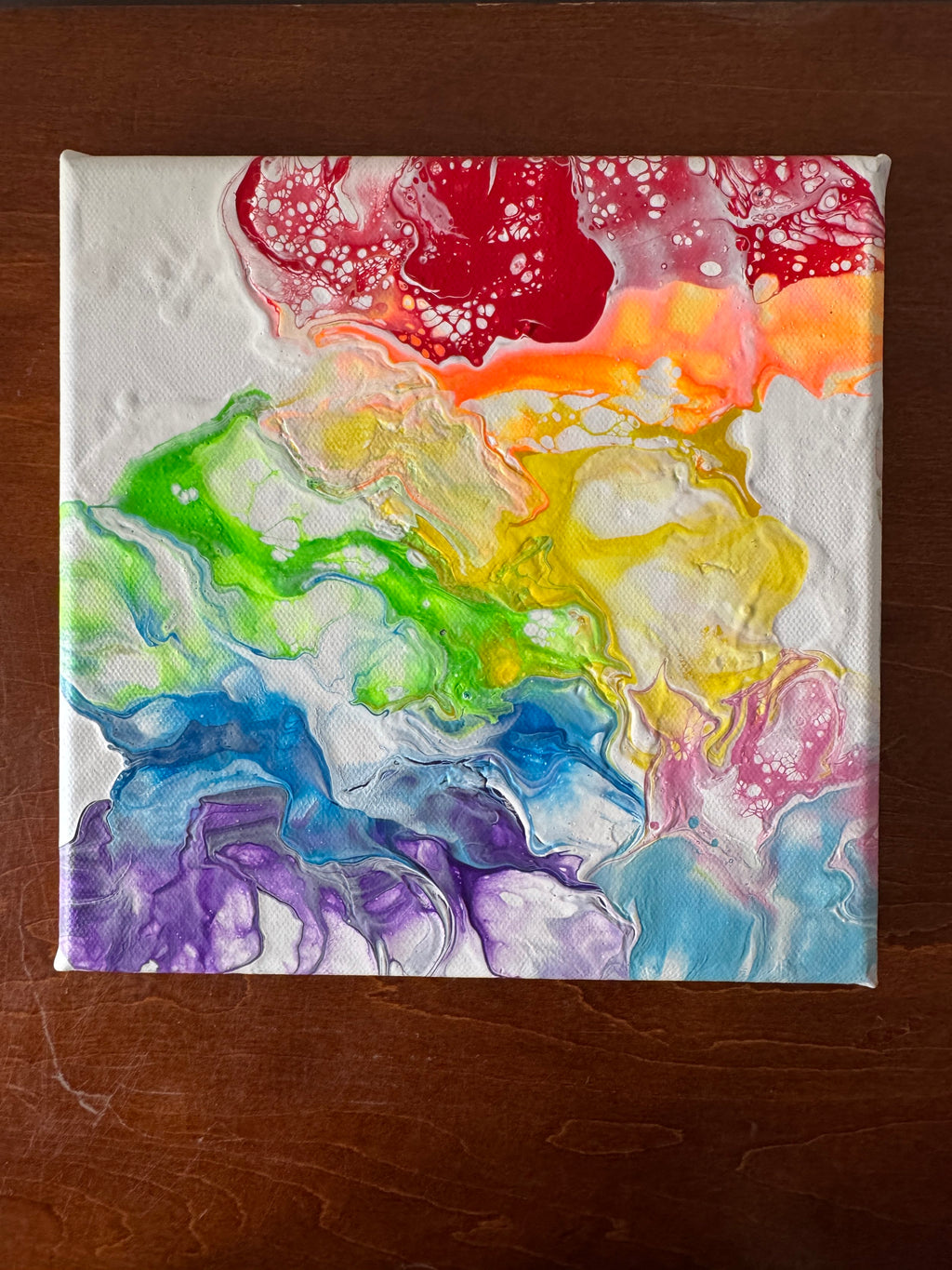 Abstract Rainbow Painting "Awesome Like You #9" - 8"x8"