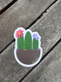 Hand Drawn Cactus Planter Sticker - 3"