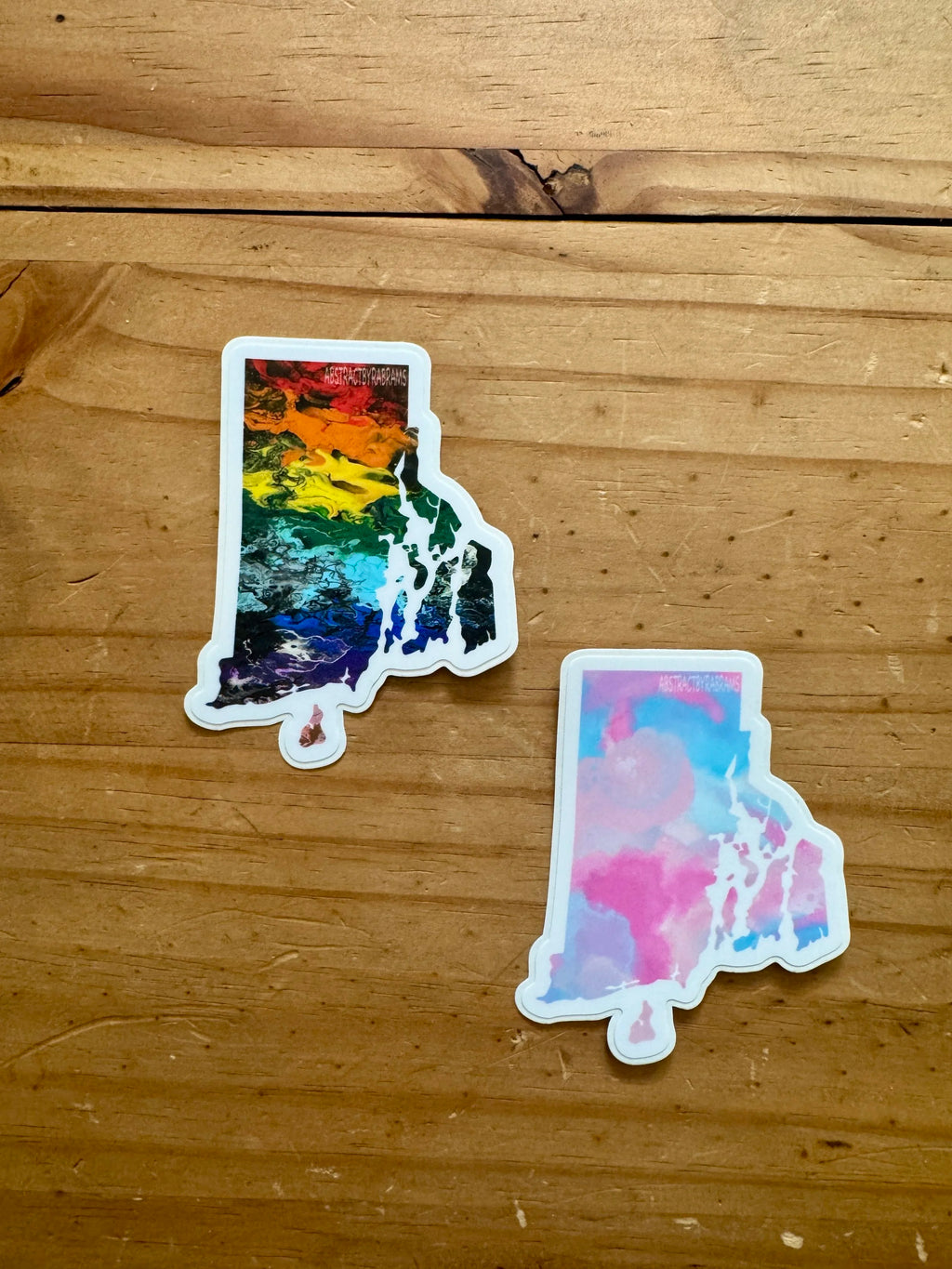 Rhode Island State Trans Pride and Rainbow State Vinyl Sticker