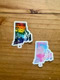 Rhode Island State Trans Pride and Rainbow State Vinyl Sticker