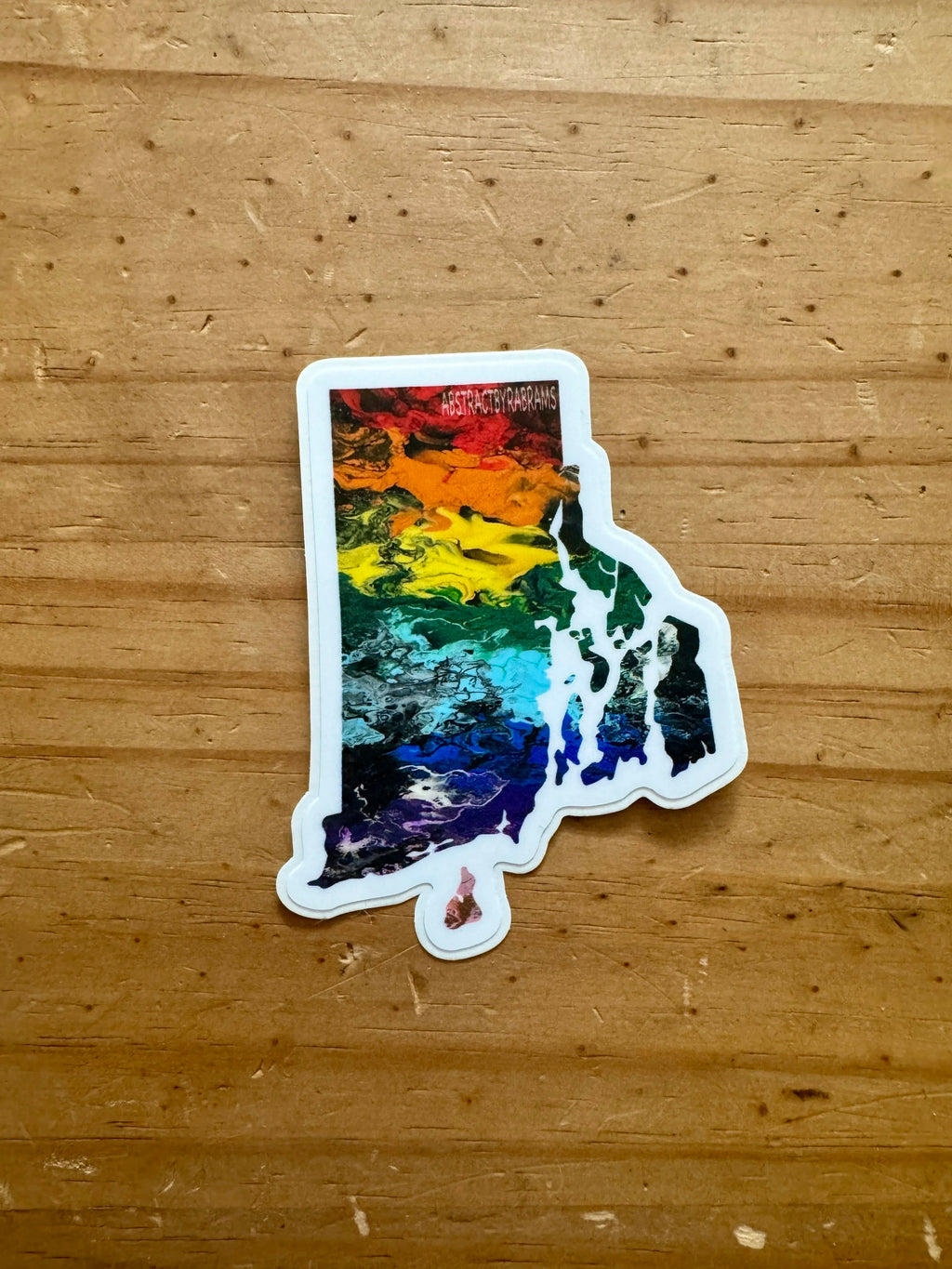 Rhode Island State Trans Pride and Rainbow State Vinyl Sticker