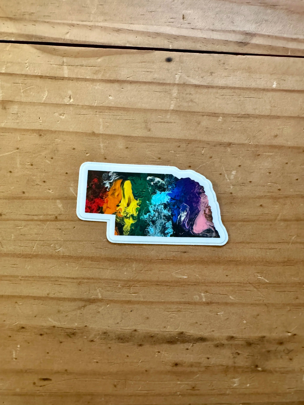 Nebraska State Trans Pride and Rainbow State Vinyl Sticker