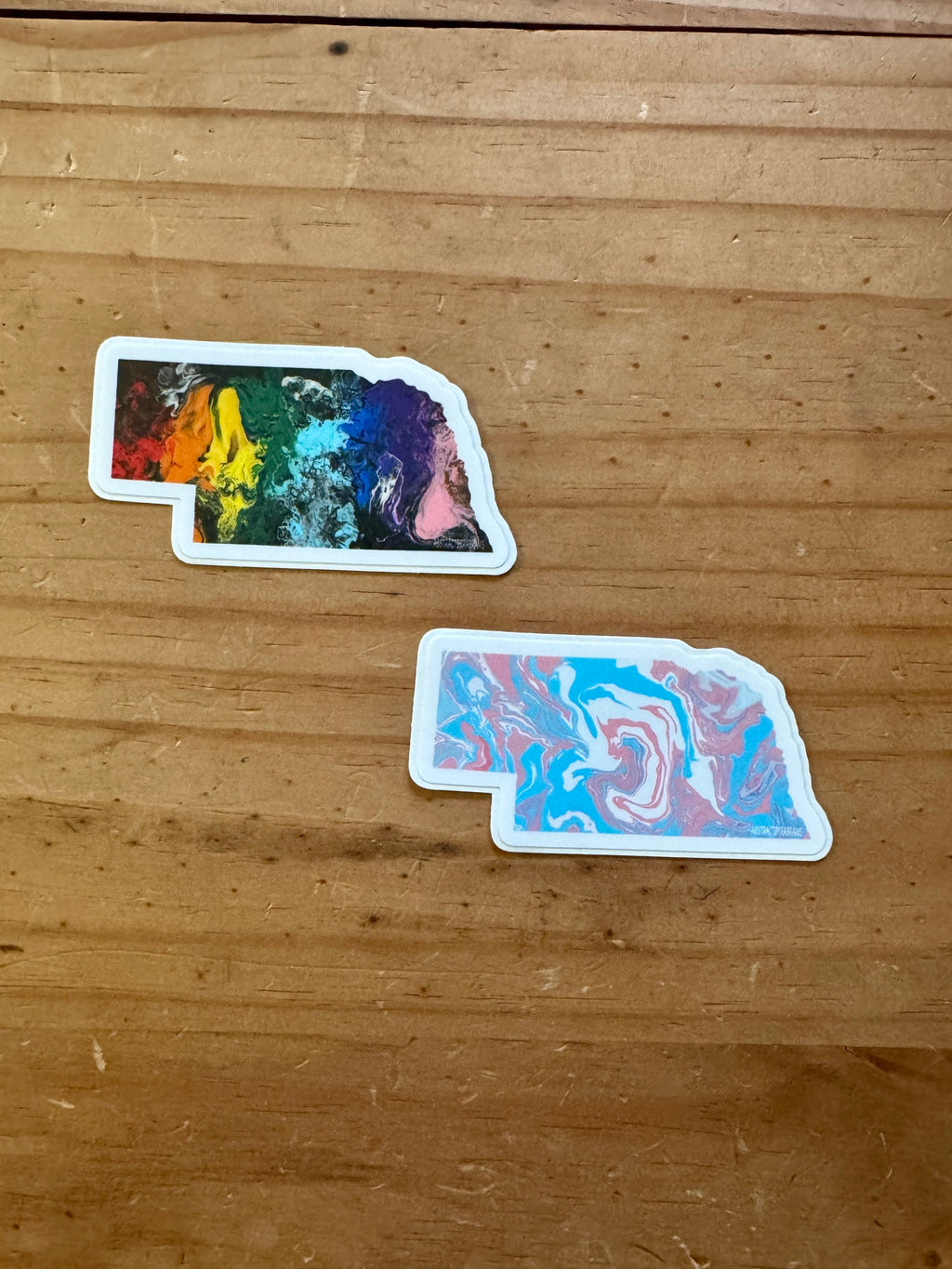 Nebraska State Trans Pride and Rainbow State Vinyl Sticker