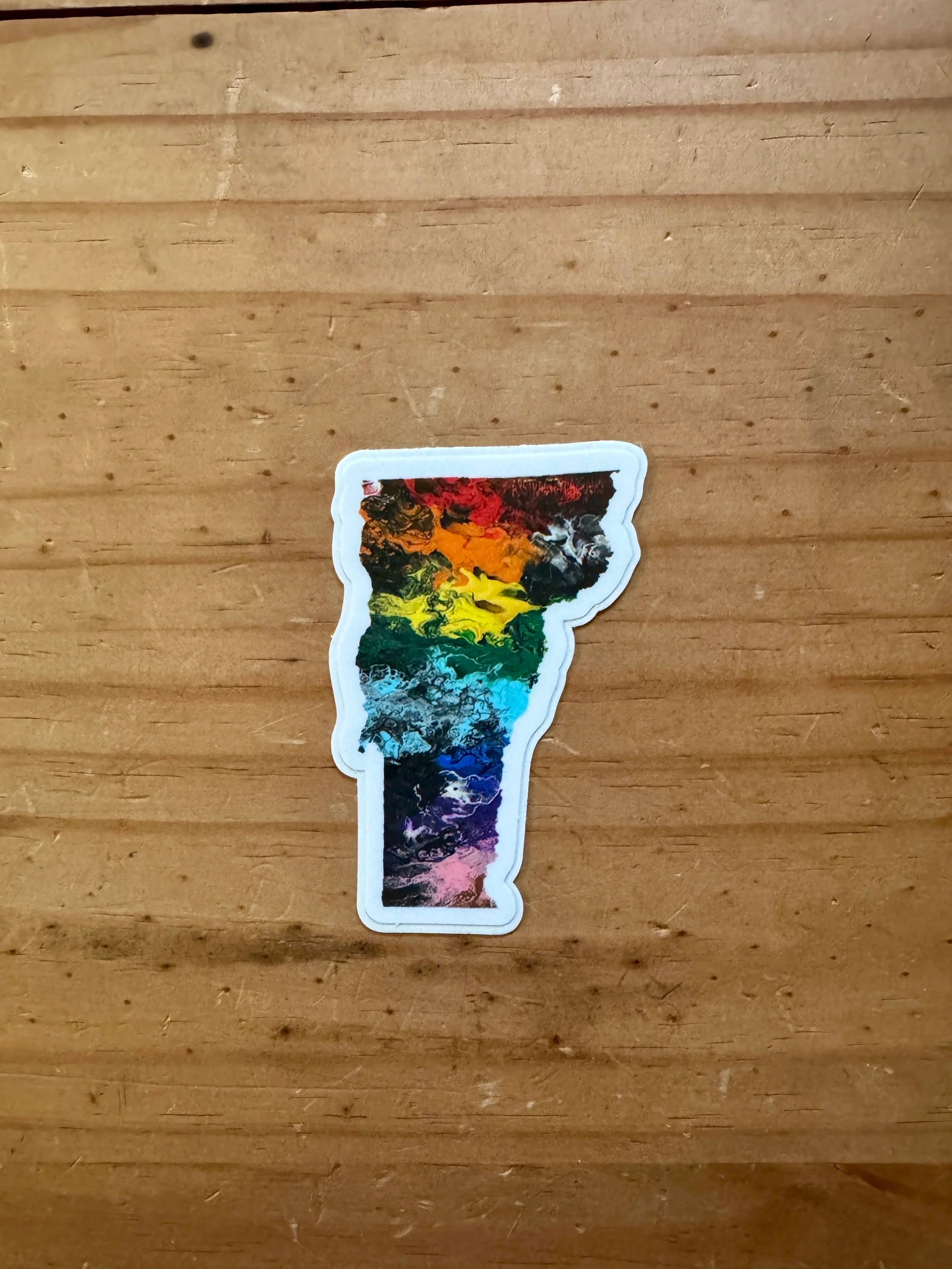 Vermont State Trans Pride and Rainbow State Vinyl Sticker