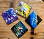 Upcycled Pour Painted Ceramic Trivet - 6"x6"  - Cork Backing - Suitable for Hot and Cold items