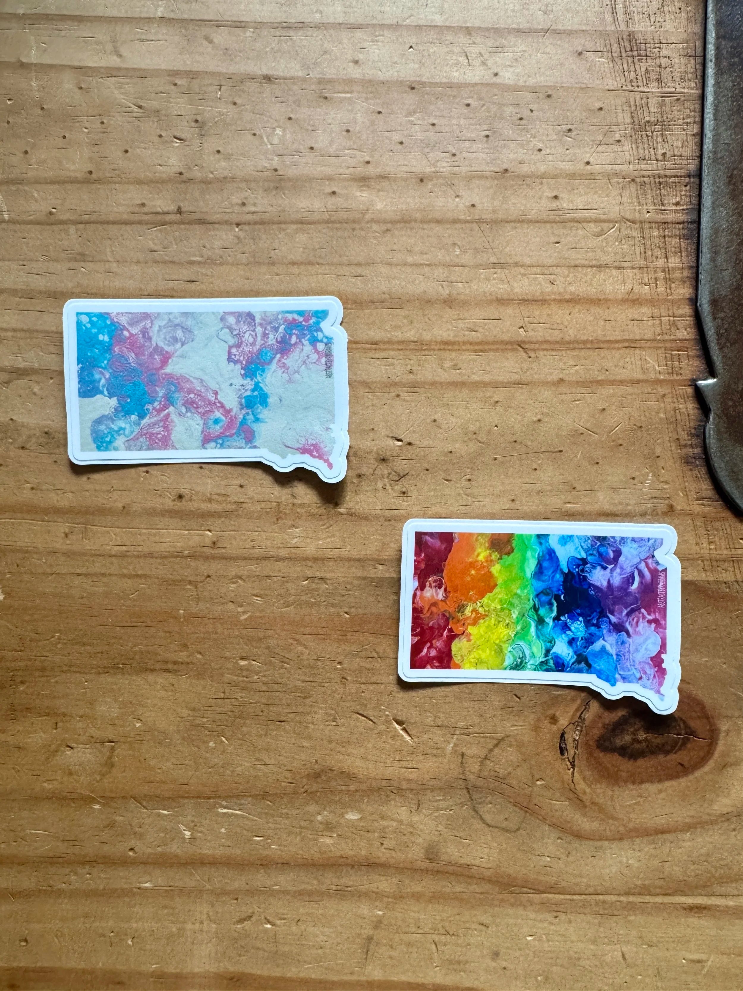 South Dakota State Trans Pride and Rainbow State Vinyl Sticker