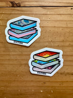 Rainbow and Trans Stacks of Books Sticker