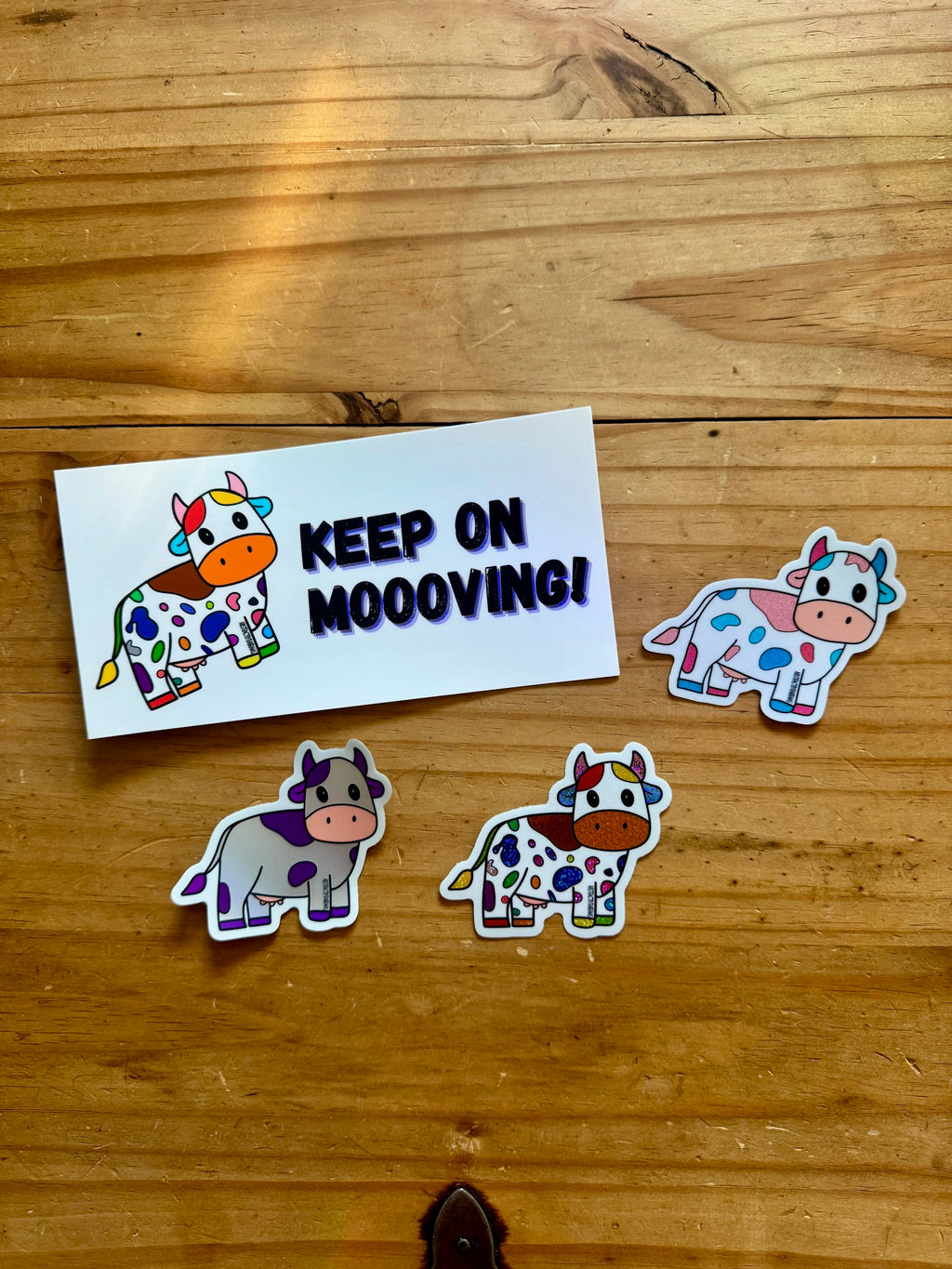 Trans Cow Glittery Sticker - Hand Drawn - 3"