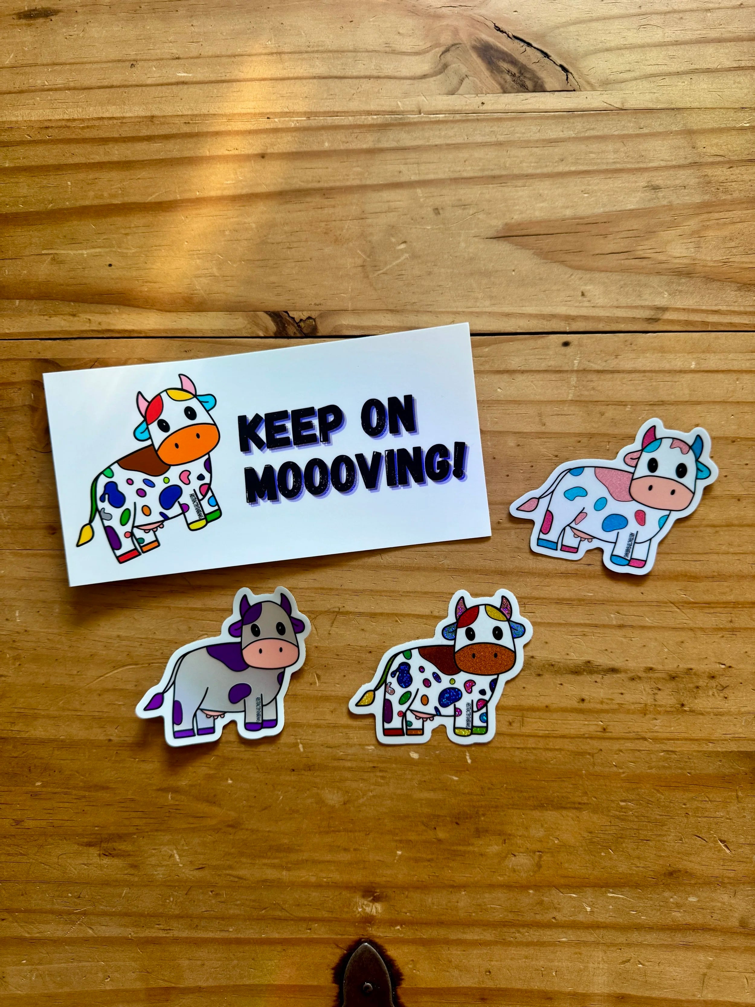 Trans Cow Glittery Sticker - Hand Drawn - 3"