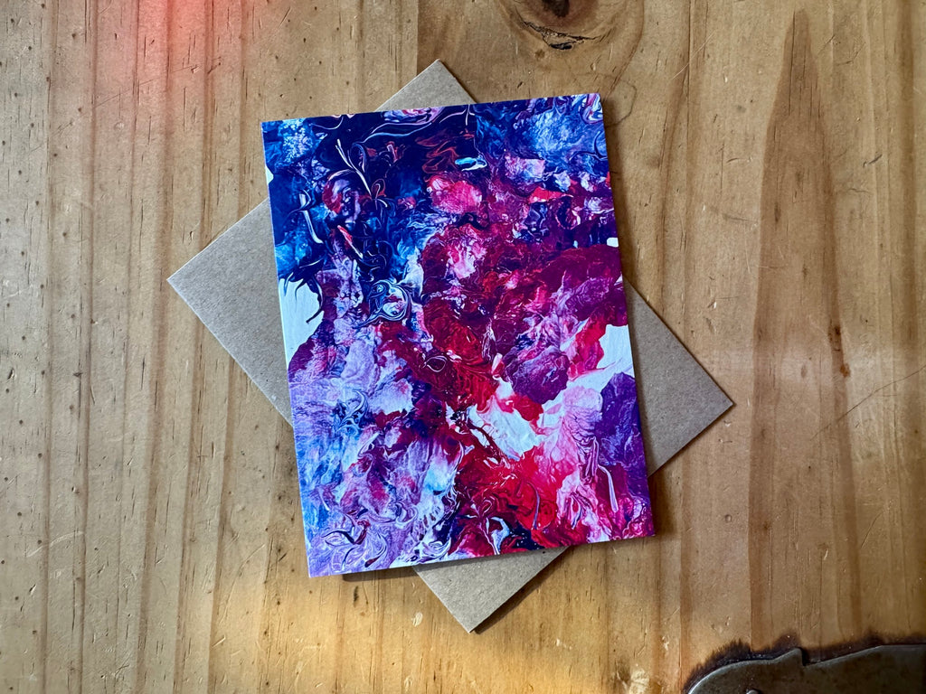 Blue, Pink and Purple Card - 4"x6" - Blank Inside