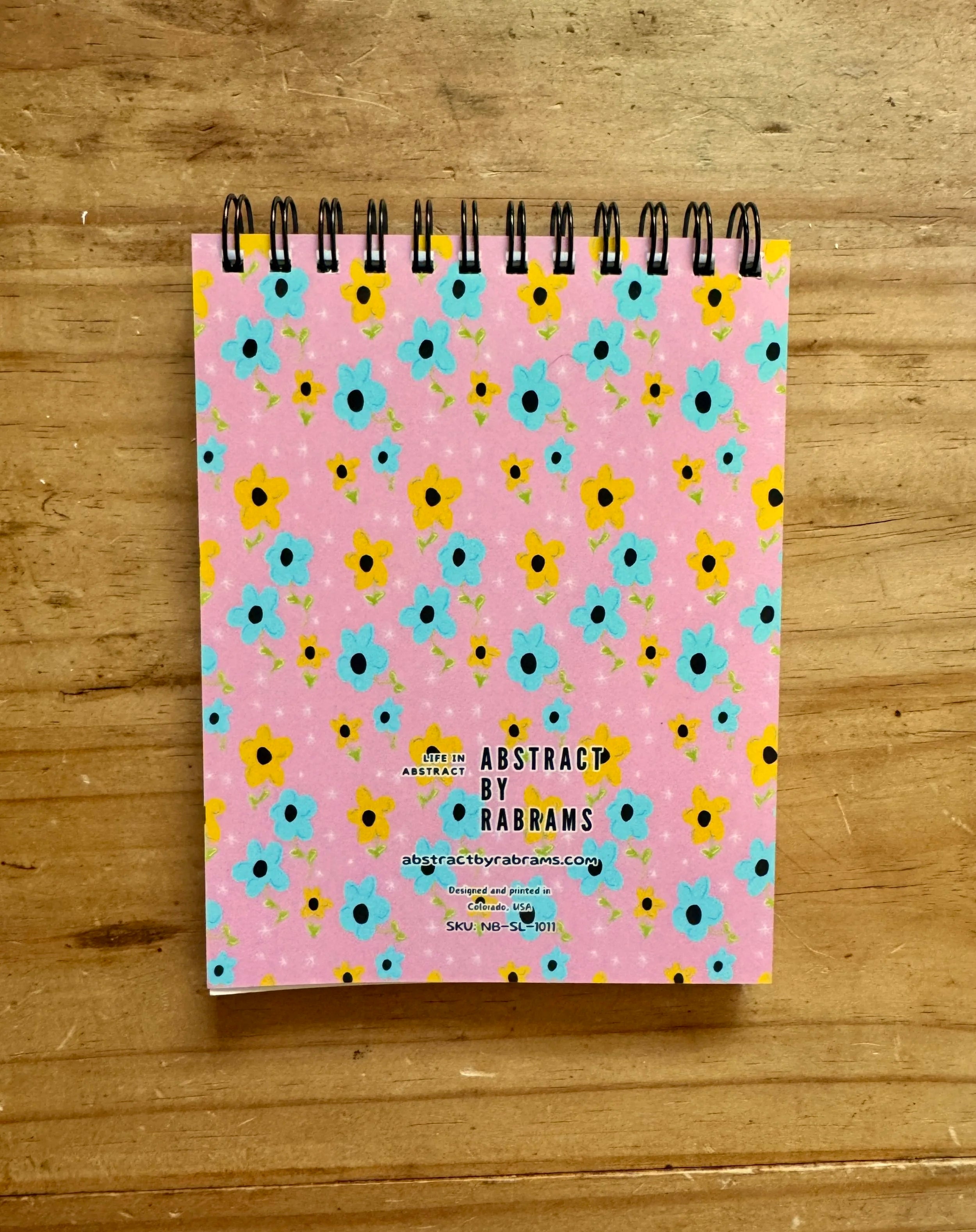 Pink Floral Lined Notepad -  5.5"x4.25"