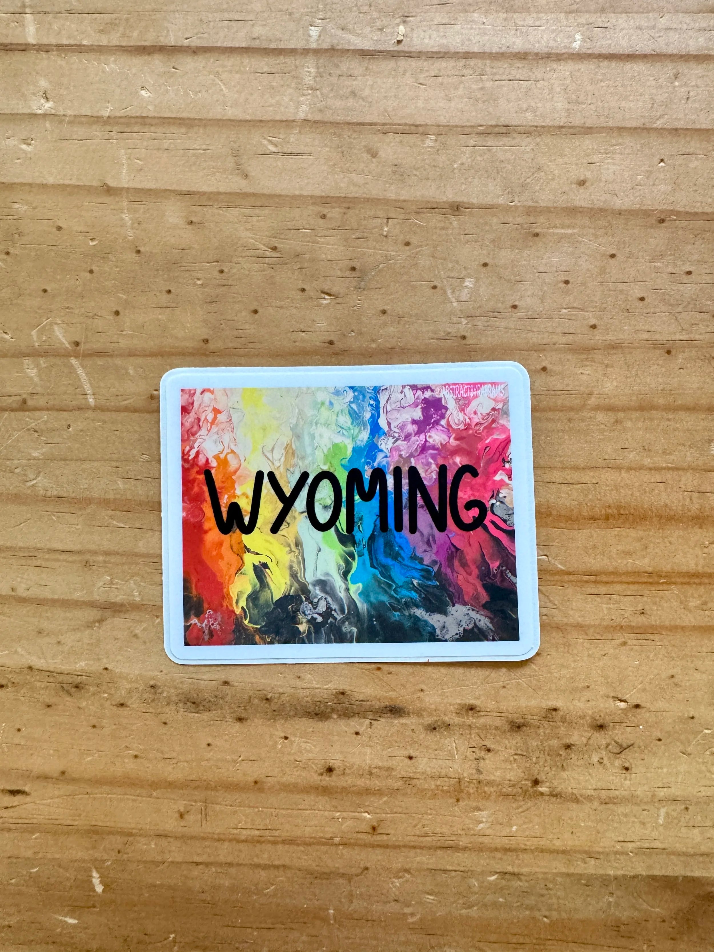 Wyoming State Trans Pride and Rainbow State Vinyl Sticker