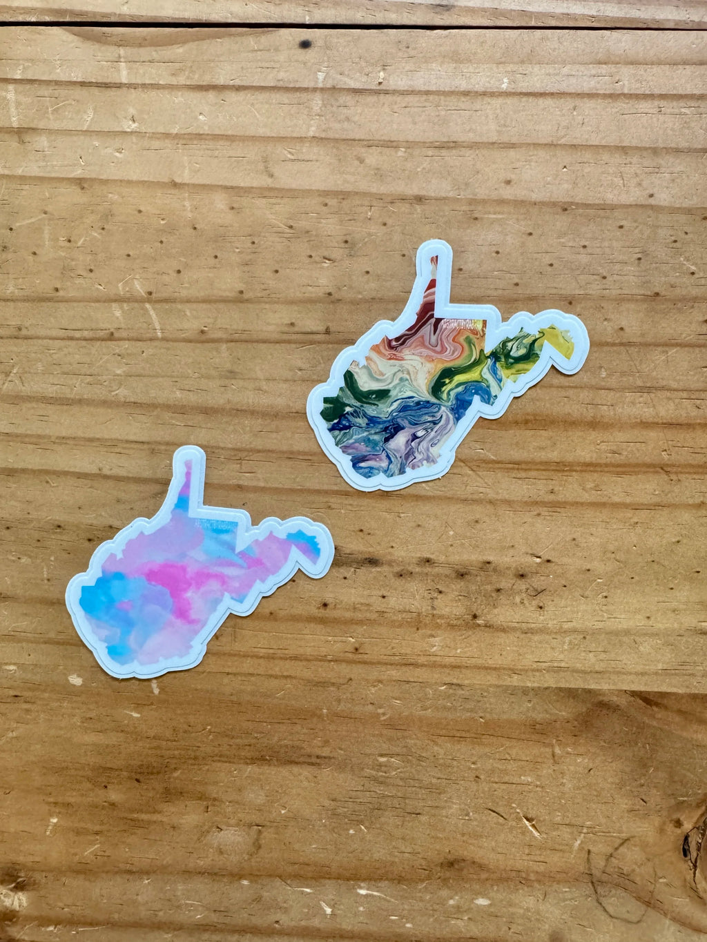 West Virginia State Trans Pride and Rainbow State Vinyl Sticker
