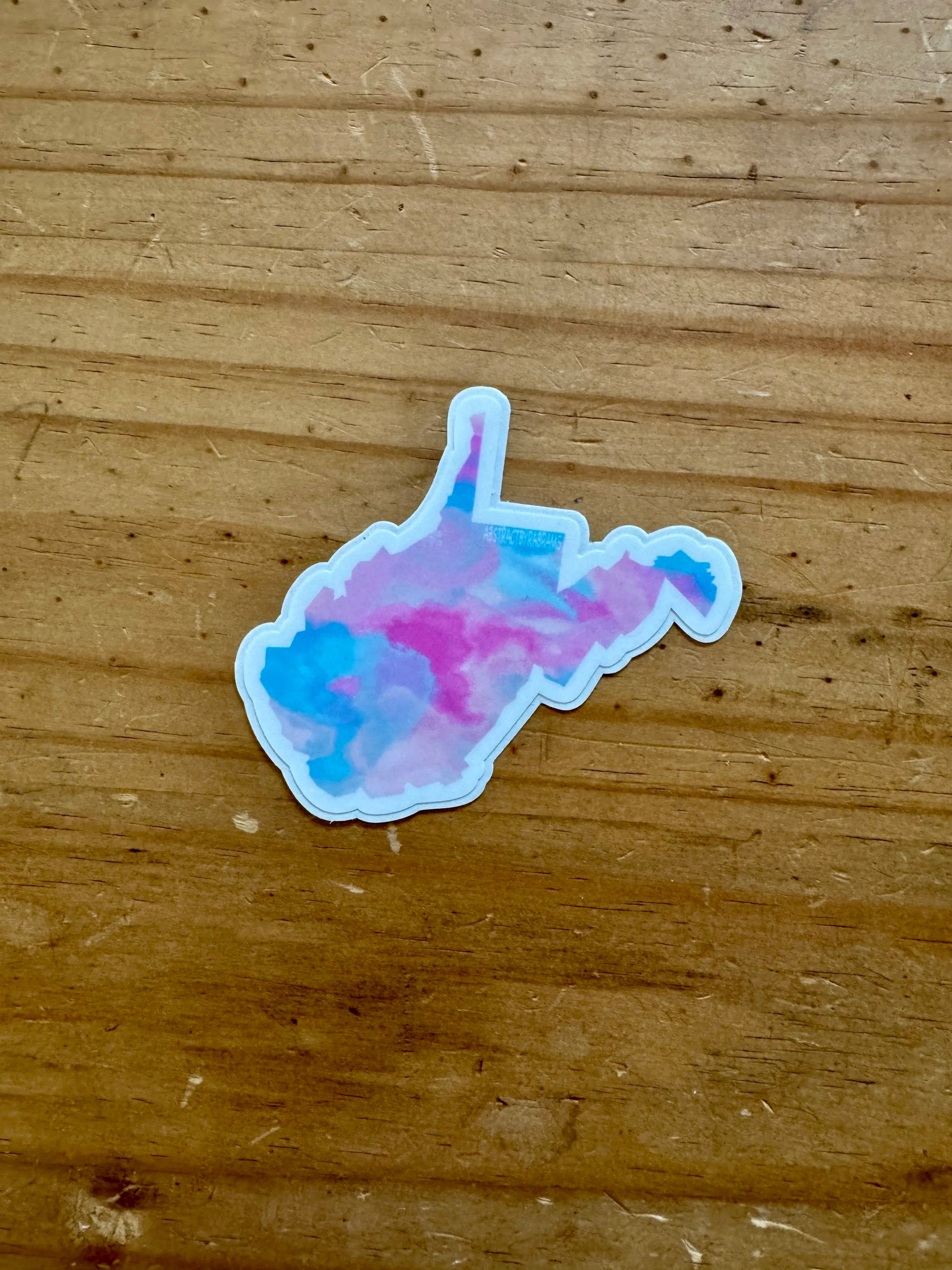 West Virginia State Trans Pride and Rainbow State Vinyl Sticker