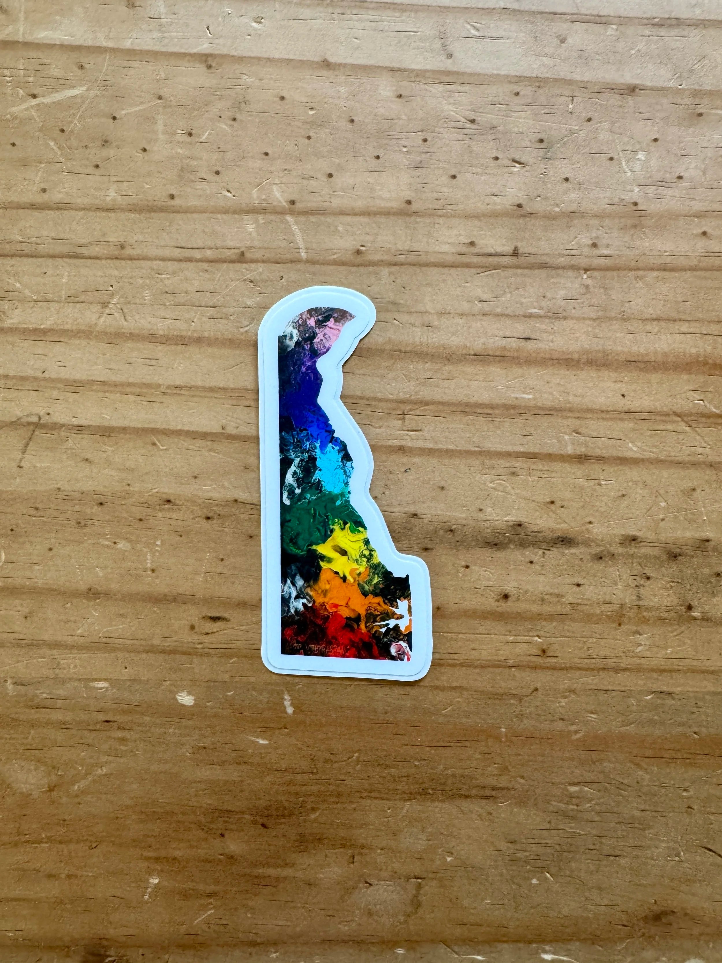 Delaware State Trans Pride and Rainbow State Vinyl Sticker