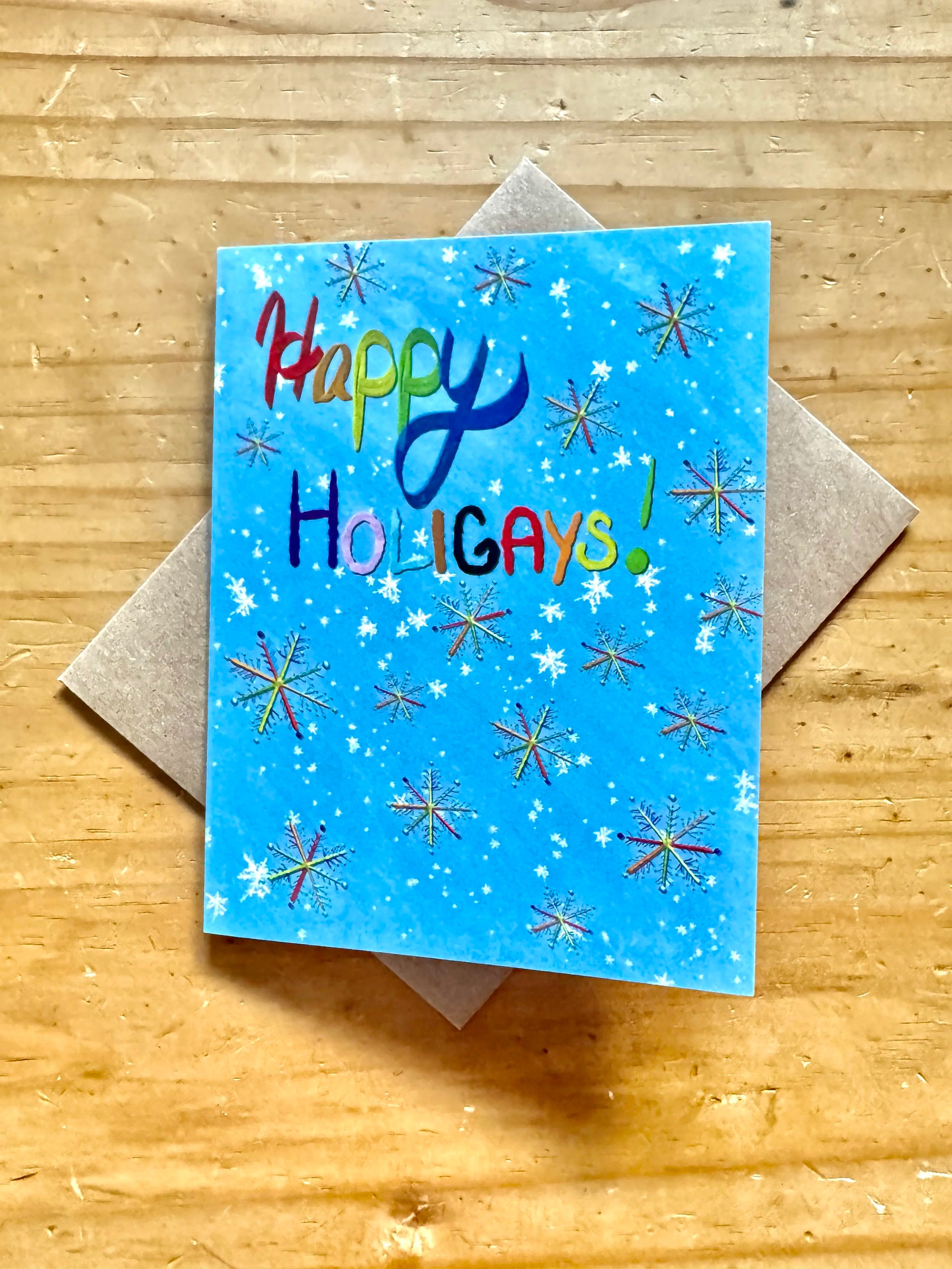 Rainbow Happy Holiday Greeting Card - Holi-gays - LGBTQ+