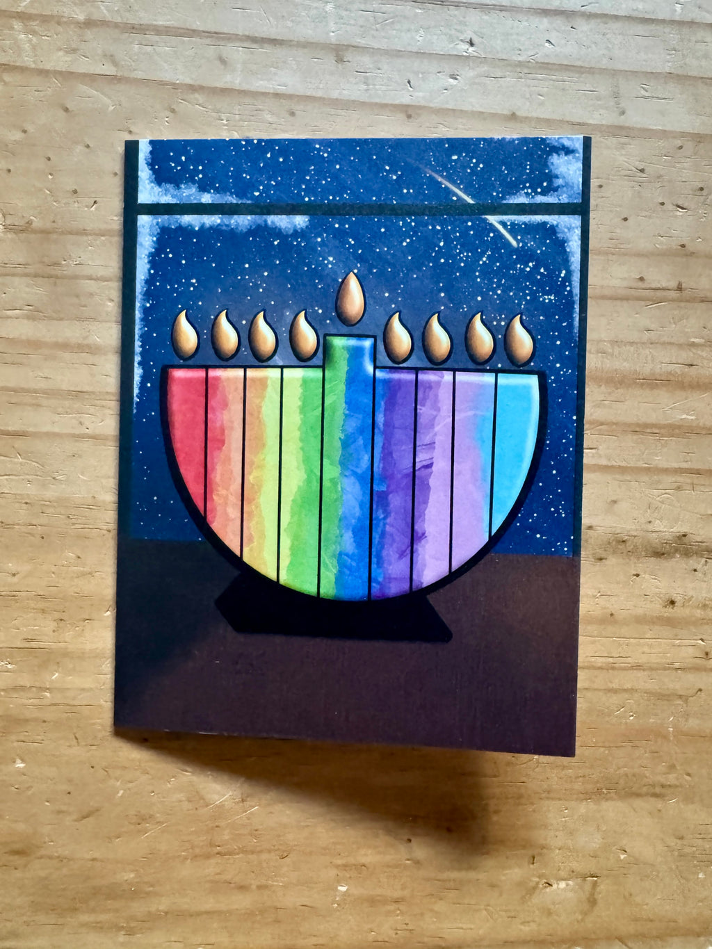 Pride Rainbow Menorah Hanukkah Card