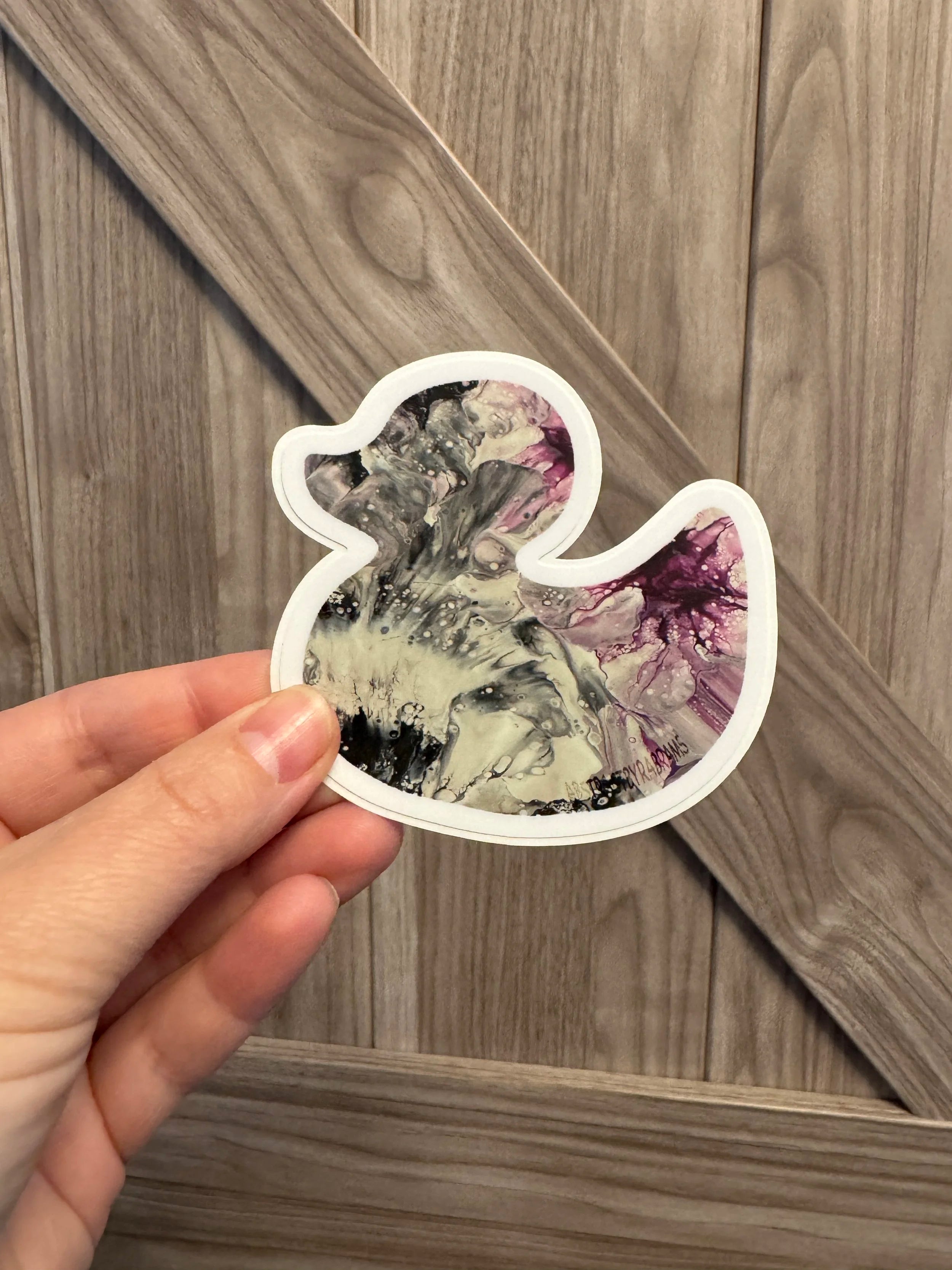 Purple, White, Gray, White Duck Sticker - Asexual Pride - Easy Peel - Vinyl - 3"