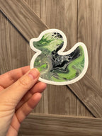 Green, Black, Gray, White Duck Sticker - Agender Pride - Easy Peel - Vinyl - 3"