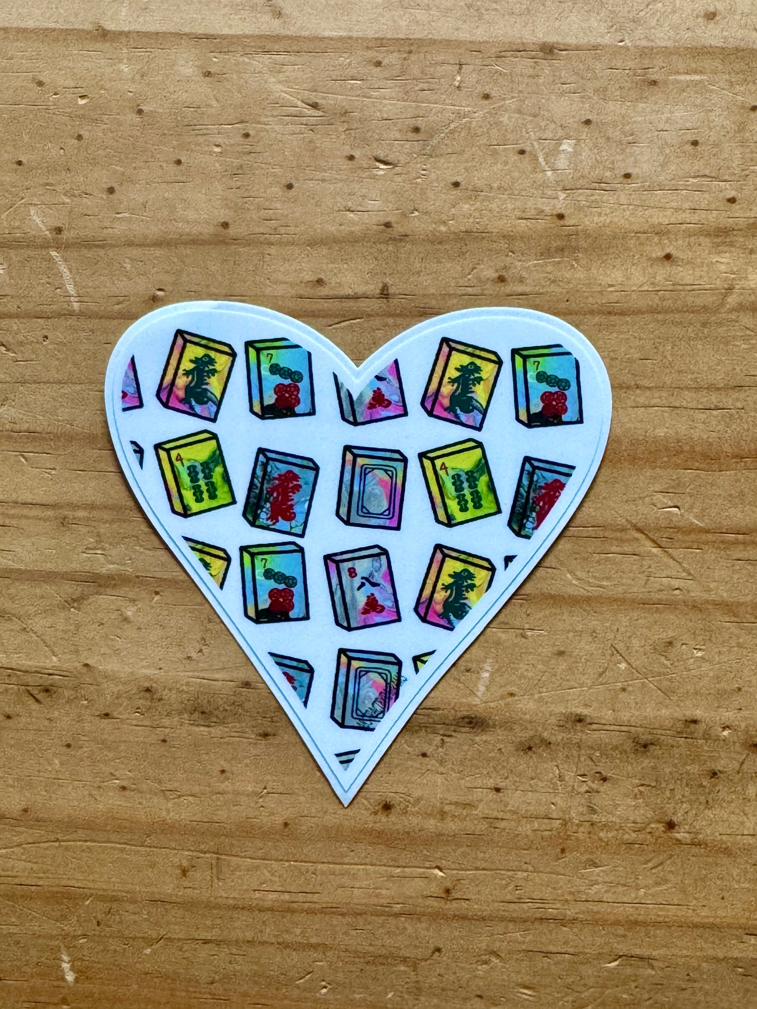 Mahjong Sticker - Heart Shaped with Mah Jong tiles