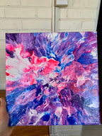 Bisexual Pride Painting You are Loved #47 - 12"x12" Pour Painting