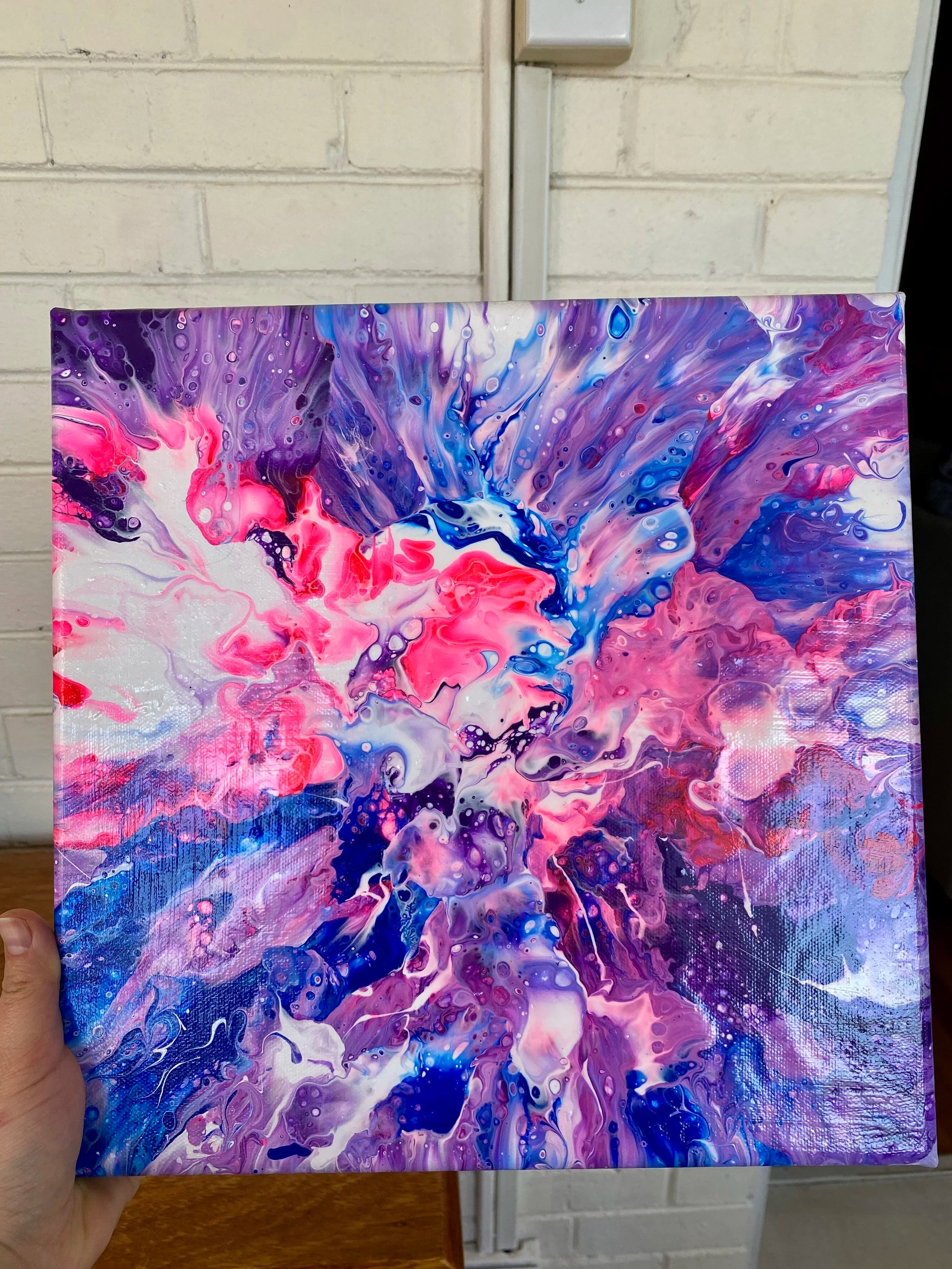 Bisexual Pride Painting You are Loved #47 - 12"x12" Pour Painting