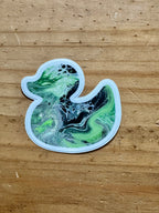 Green, Black, Gray, White Duck Sticker - Agender Pride - Easy Peel - Vinyl - 3"