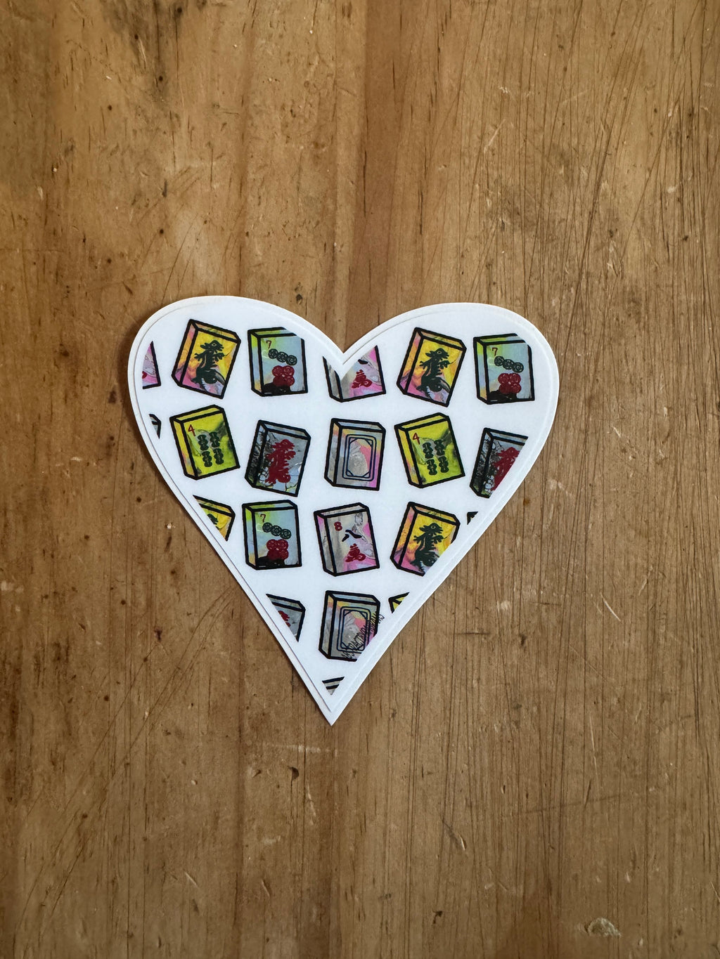 Mahjong Sticker - Heart Shaped with Mah Jong tiles