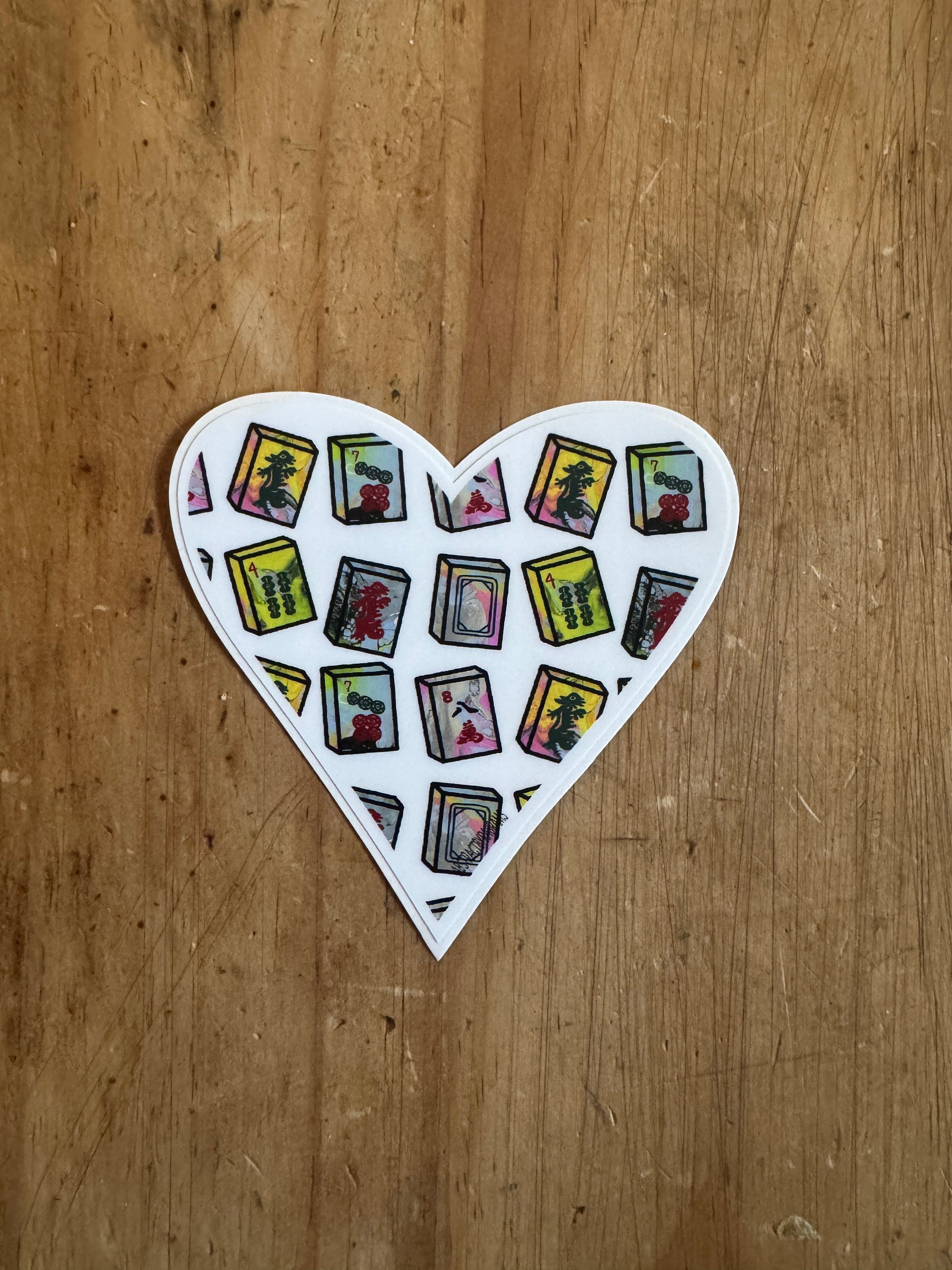 Mahjong Sticker - Heart Shaped with Mah Jong tiles