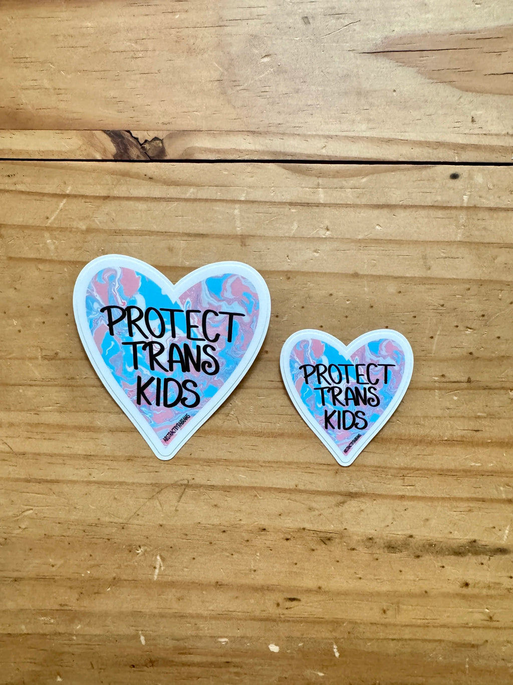 Protect Trans Kids Vinyl Sticker - 2" and 3" Heart Shaped