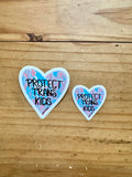 Protect Trans Kids Vinyl Sticker - 2" and 3" Heart Shaped