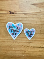 Protect Trans Kids Vinyl Sticker - 2" and 3" Heart Shaped