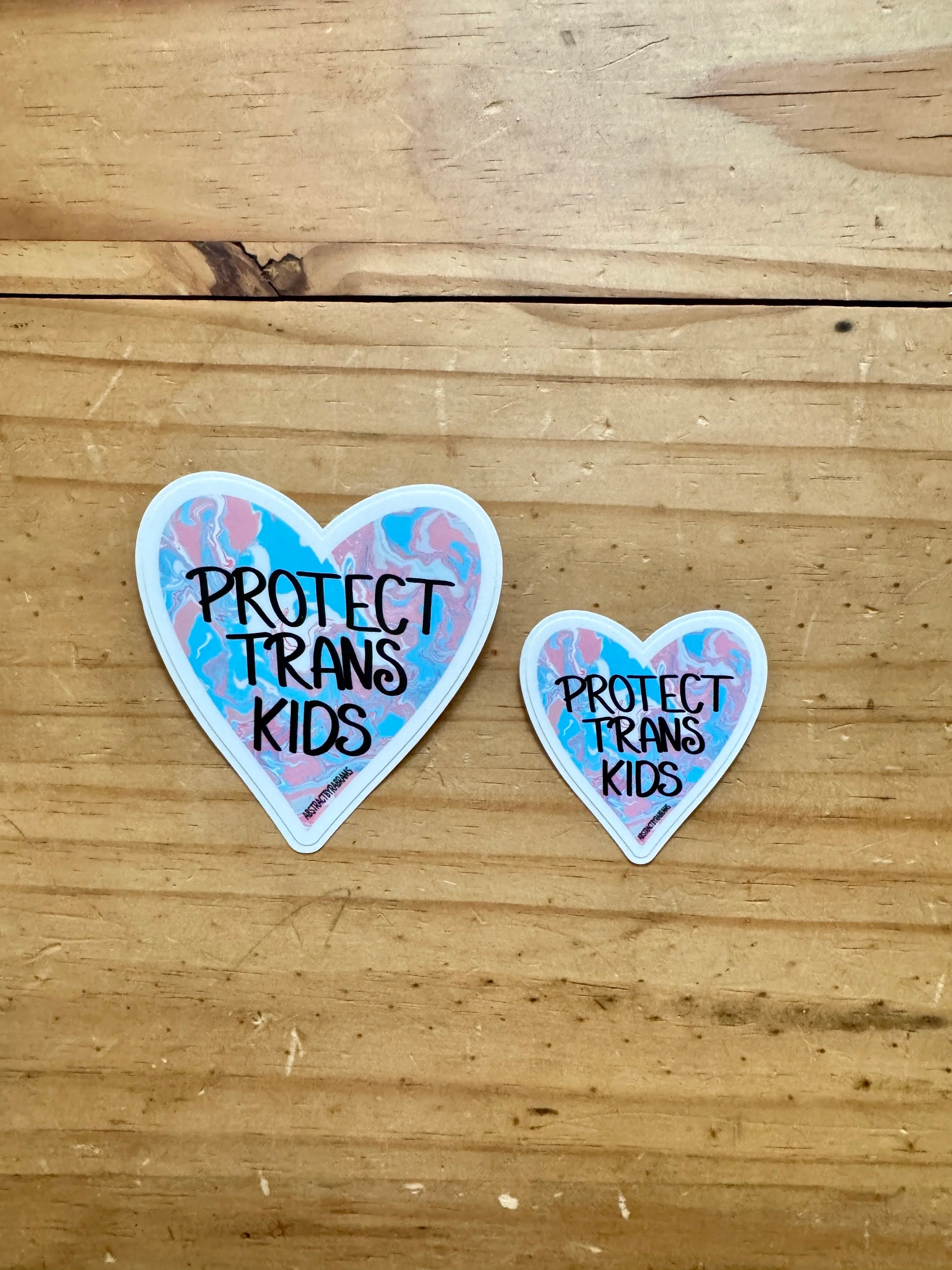 Protect Trans Kids Vinyl Sticker - 2" and 3" Heart Shaped