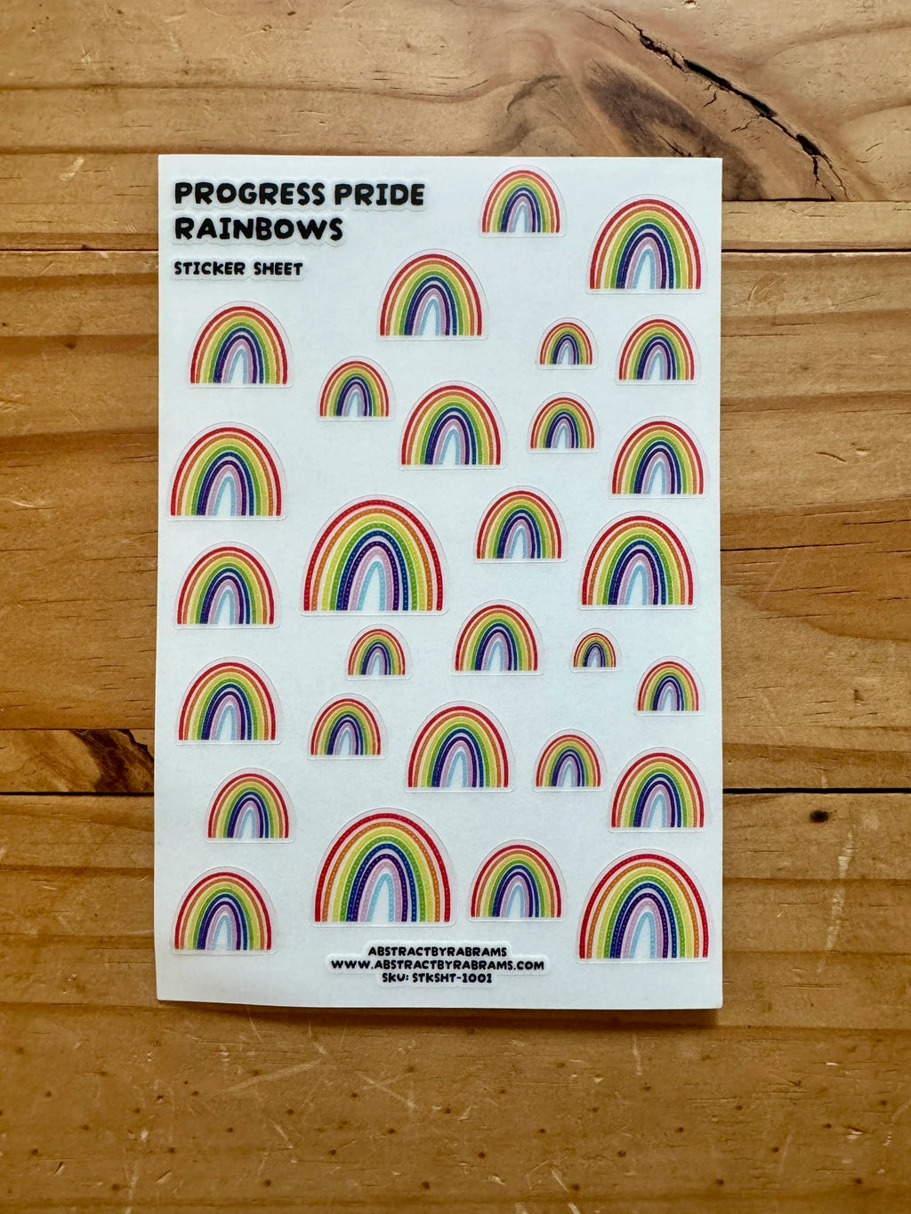 Repeating Progress Pride Rainbows Sticker Sheet