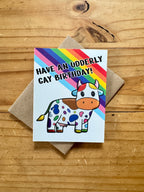 Rainbow Cow Birthday Card - Cow Pun - A2 - 100% PCW paper