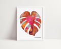Pink and Orange Monstera Art Print