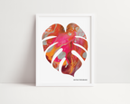 Pink and Orange Monstera Art Print