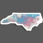 North Carolina State Shape Sticker - Rainbow and Trans Pride 3.5"x1.25"