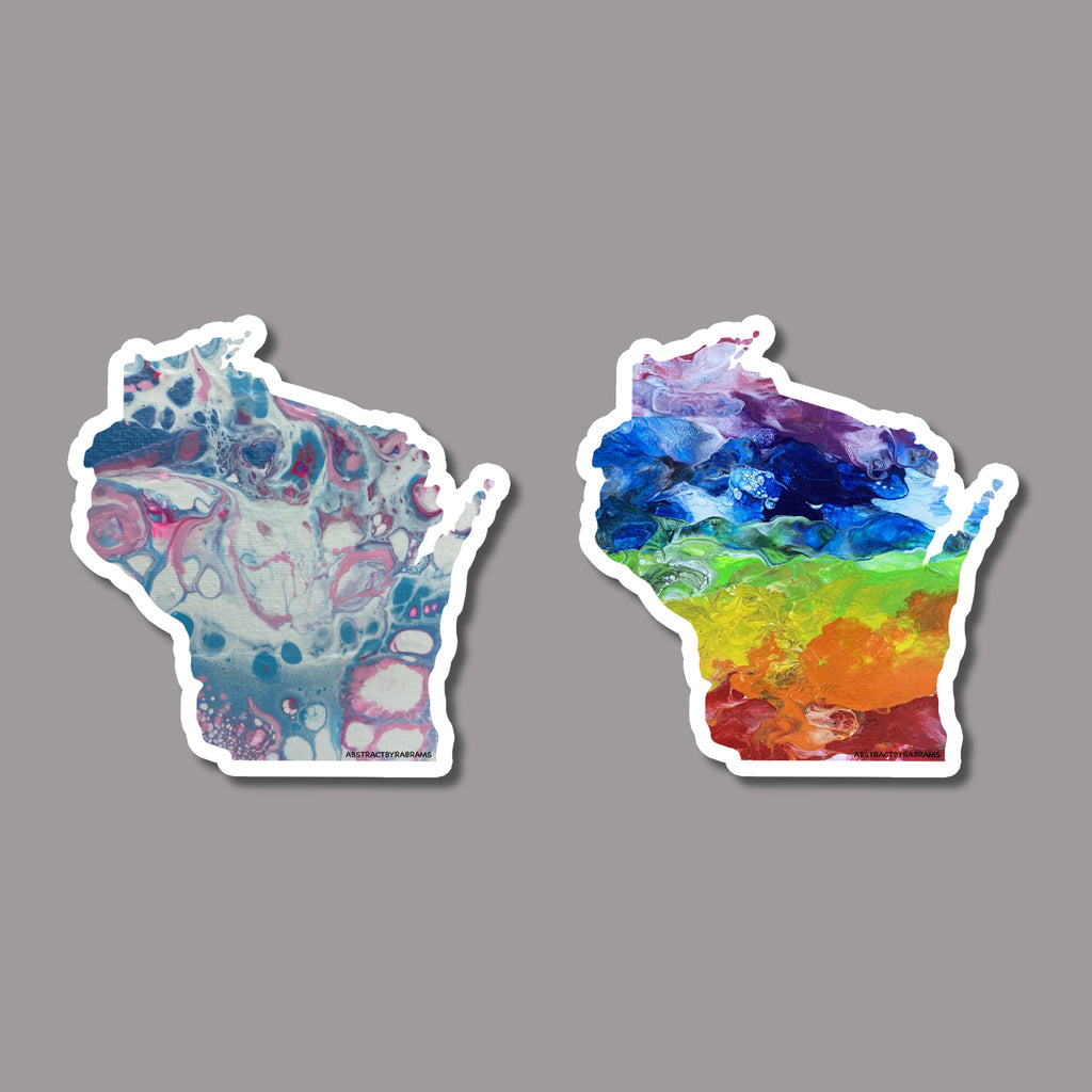 Wisconsin State Shape Sticker - Rainbow and Trans Pride 3"