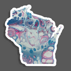 Wisconsin State Shape Sticker - Rainbow and Trans Pride 3"