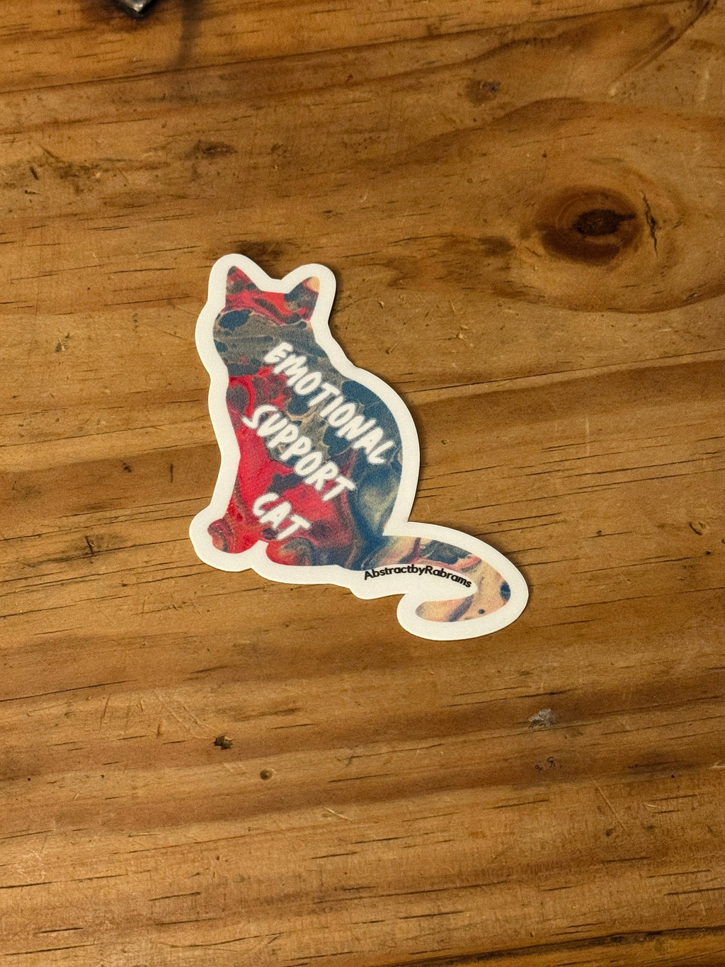 Emotional Support Cat - 3" Waterproof, Vinyl Sticker - 2.89" × 3" - Pink and Blue