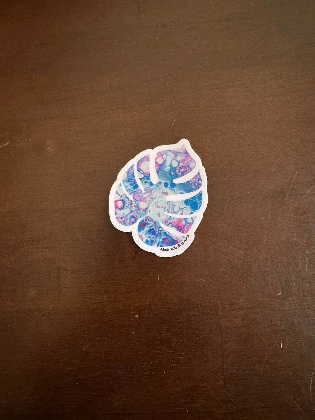 Monstera Sticker - 3″ - Blue and Pink - Vinyl