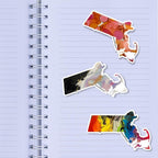 Massachusetts Vinyl Sticker - 3"x2" - Rainbow, Sunset, and Pastel -- Weatherproof - Massachusetts State Shape