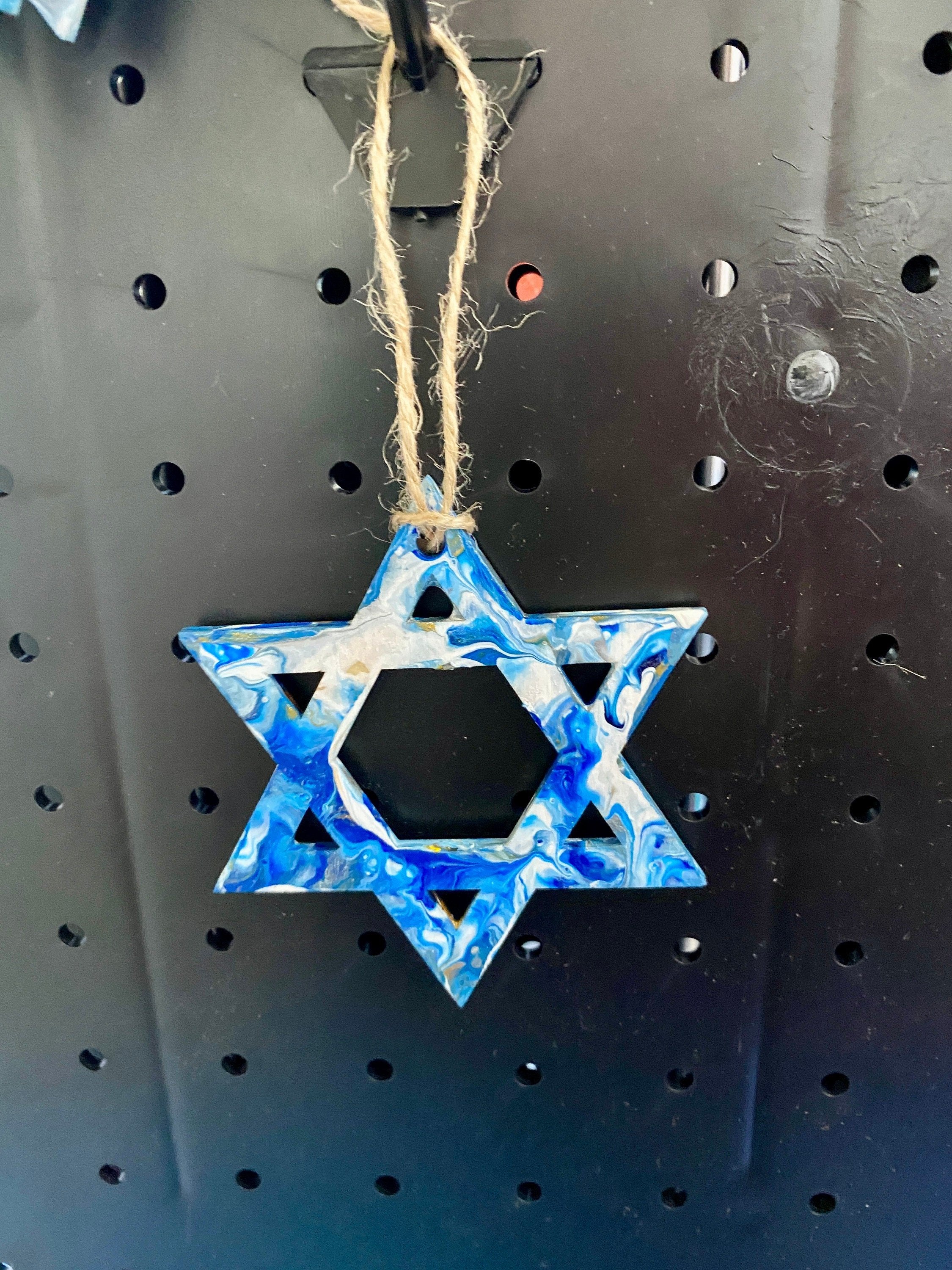 Painted Wooden Jewish Star decorations