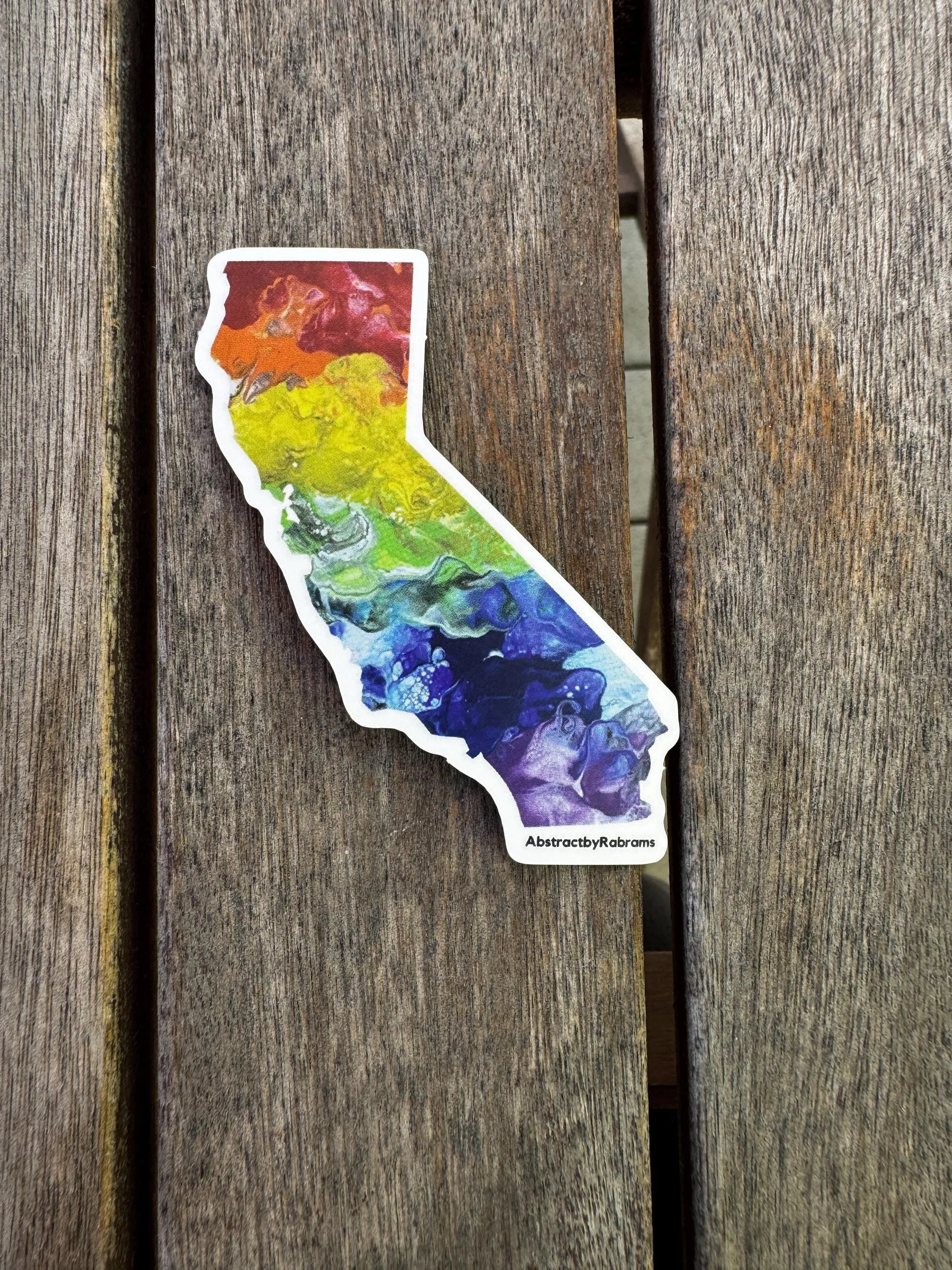 California State Sticker - 3” x 2.5" - Polypropylene - Rainbow - Sunset - Trans - LGBTQ+