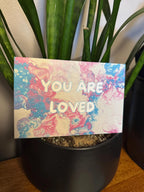 You are Loved Trans Pride Greeting Card - 4"x6" - Pink and Blue - Blank Inside